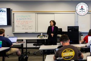 Eunice Park teaching her class.