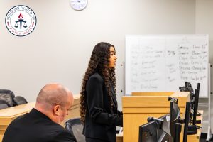 Student competing at Everett Dorey Moot Court Competition.