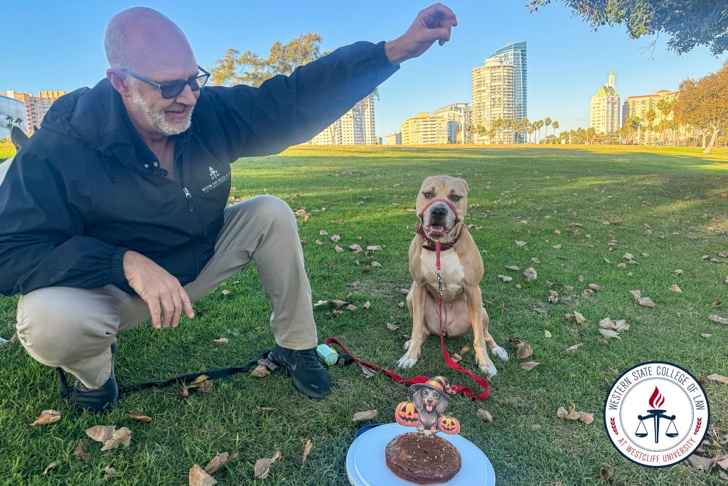 James Gilliam with his dog.