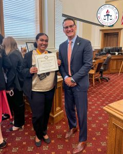 Jasmine Cleveland with an award.