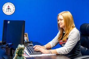 Western State Professor Kirsten Pescetti at her desk.