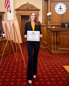 Macyn Sherman winning a competition.