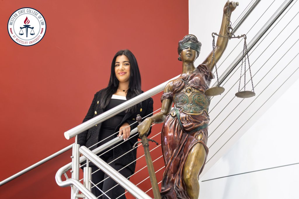 Melina Khadivi with Lady Justice