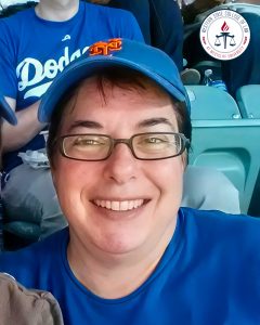 Stacey Sobel at a Dodgers game.